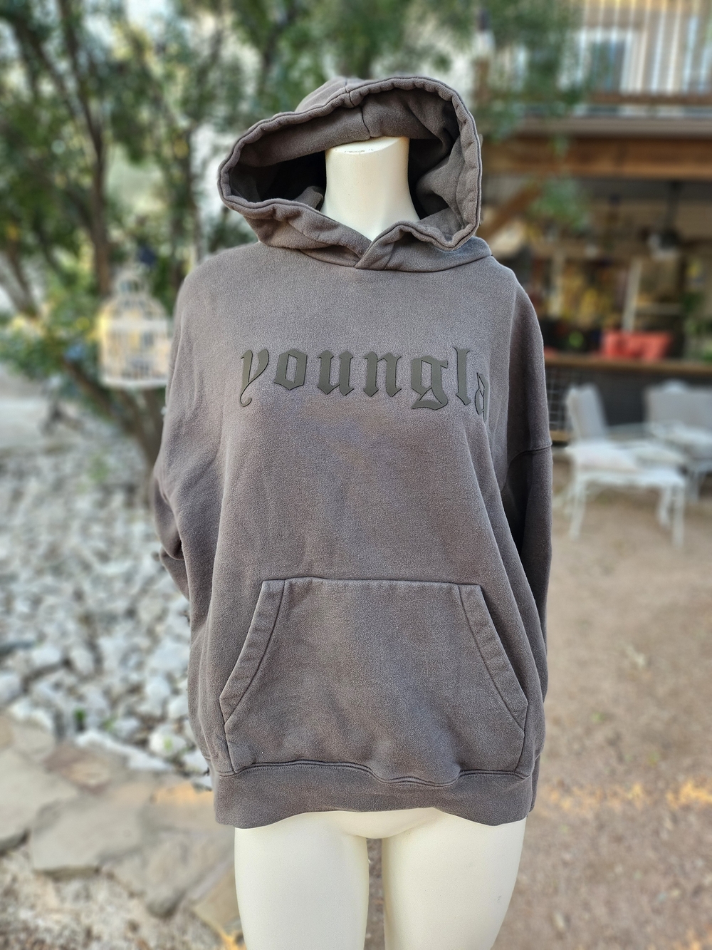 YoungLA Thick Quality Gray Pullover Hoodie Sweatshirt M